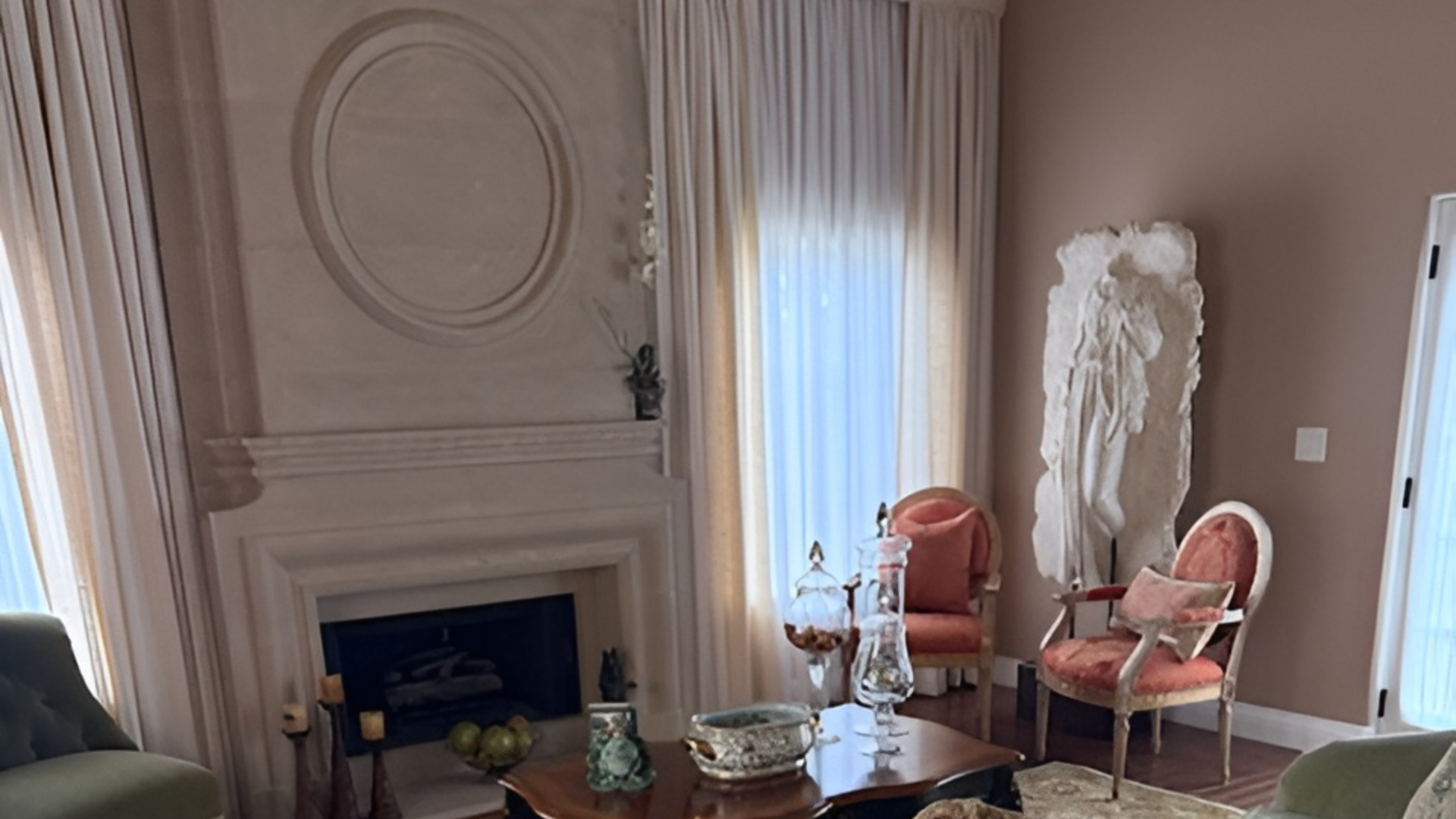 fireplace custom window treatments installation in San Ramon, CA